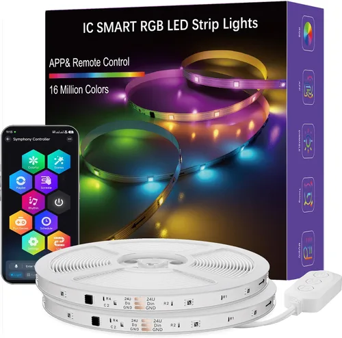 Miniatura 8 de Tira de luces LED de 50 pies, Smart IC RGB segmentado DIY cambio de color, efectos de persecución de arco iris, aplicación WiFi/control de voz
