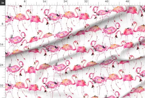 Miniatura 2 de Spoonflower Tela a gran escala, rosa, flamencos, acuarela, tropical, pájaro, animal, impreso en tela de gasa Fat Quarter - Costura de ropa de moda