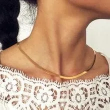 Miniatura 2 de JoycuFF Collar de oro para mujer, delicado collar de gargantilla en capas para mujer, caja de clip de serpiente, cuerda Figaro, collar de cadena
