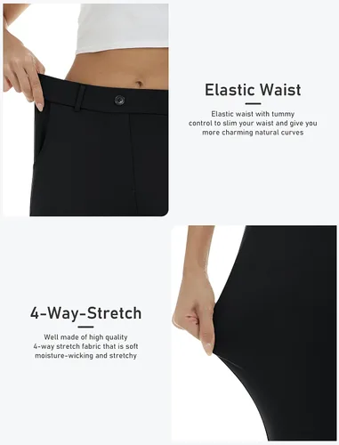 Miniatura 4 de MoFiz Pantalones capri de golf para mujer, elásticos, ajustados, informales, de pierna recta, pantalones de yoga con bolsillos, pantalones de oficina