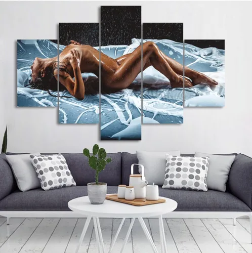 Miniatura 18 de Lienzo extra grande sexy chica desnuda durmiendo en la cama, arte de pared con marco de madera sexy para mujeres desnudas, obras de arte, arte