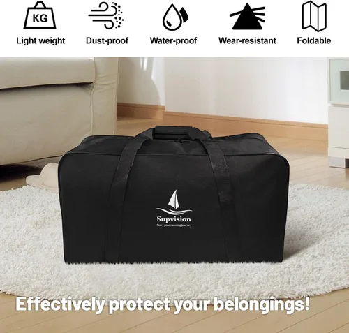 Miniatura 12 de Bolsa de viaje para gimnasio con cremalleras duraderas de 2 vías, impermeable, tela Oxford fuerte, Negro -, 31.5 pulgadas para bloques de arranque