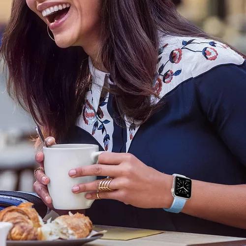 Miniatura 5 de EDIMENS Correa deportiva compatible con correas de Apple Watch de 1.61, 1.49, 1.57 y 1.57 pulgadas, correa de repuesto pequeña de silicona brillante