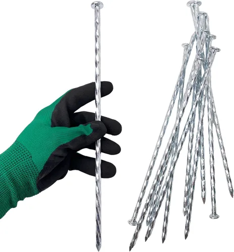 Estacas de Césped Artificial Picos en Espiral Galvanizados para Paisaje de 12 Pulgadas Estacas de Tela Barrera contra Malezas para Borde de