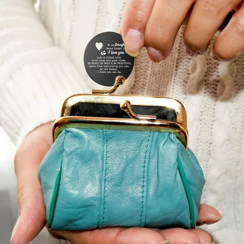 Miniatura 4 de Ficha de abrazo de bolsillo para hija, recuerdo de relación a larga distancia, recuerdo de acero inoxidable, aislamiento inspirador de doble cara