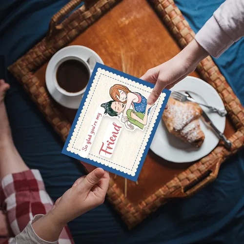 Miniatura 6 de INFUNLY Sellos y Troqueles de Mejores Amigas para Hacer Tarjetas Sentimiento Sellos Transparentes DIY Troqueles de Metal Hermosas Amigas Sello