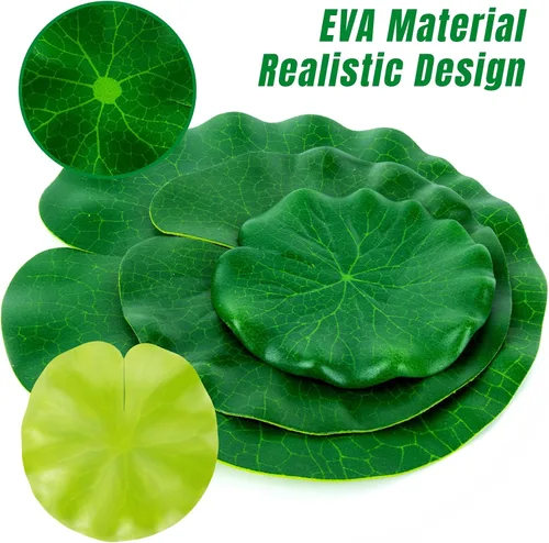 Miniatura 3 de RAINFLOW 18 almohadillas de lirio para estanques, plantas artificiales de estanque, flores flotantes para piscina, plantas de acuario, flor de loto