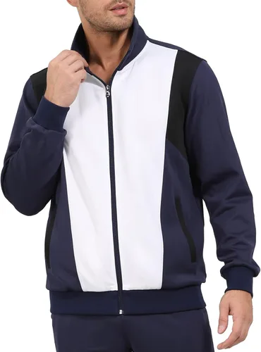 Miniatura 2 de Conjunto deportivo casual de 2 piezas para hombre, conjunto deportivo con cremallera completa, trajes deportivos para correr y trotar para hombre