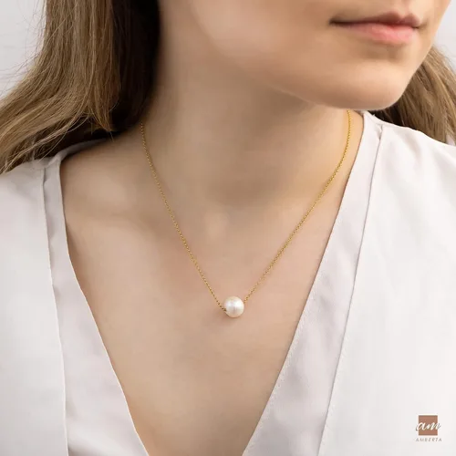 Miniatura 2 de Amberta Collar de perlas de agua dulce de plata de ley 925 para mujer
