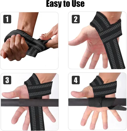 Miniatura 8 de Paquete de 4 correas de levantamiento para levantamiento de pesas, correas de elevación para entrenamiento de fuerza en el gimnasio, peso muerto