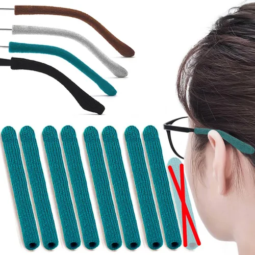 Miniatura 9 de 2 pares de agarraderas extendidas para orejas de anteojos, cojín de brazo de algodón de punto suave mejorado para anteojos detrás de la oreja