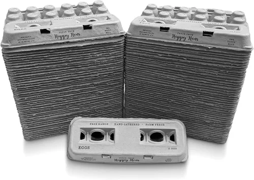 Miniatura 9 de Cartones de huevos impresos vintage, paquete de 90 cajas de cartón Henlay - Sostiene de forma segura una docena de huevos de pollo pequeños a XL