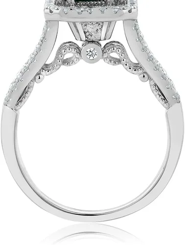 Miniatura 4 de Gem Stone King Anillo de compromiso de plata de ley 925 con topacio azul suizo para mujer