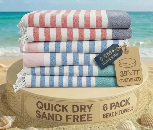 Miniatura 61 de LANE LINEN - Paquete de 4 toallas de playa de gran tamaño, toalla de piscina prelavada, extragrande, de secado rápido y sin arena, toalla de viaje