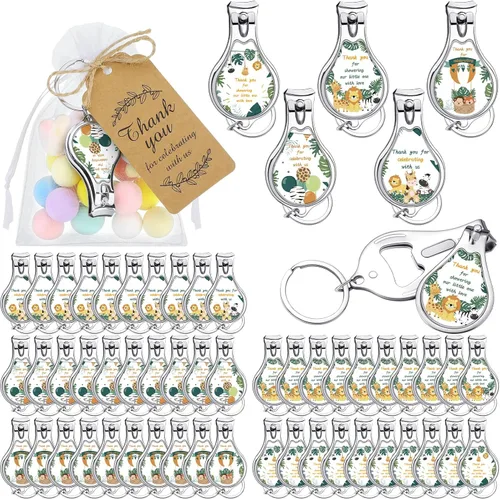 Miniatura 9 de Minatee Juego de 50 abridores de botellas para baby shower, regalos de agradecimiento para invitados de revelación de género (elefante)