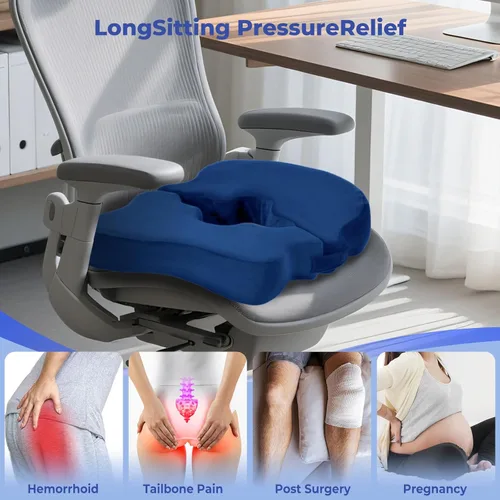 Miniatura 4 de SAHEYER Cojines para dolor de cama para glúteos, almohada de espuma viscoelástica para alivio de presión de hemorroides con orificio central y corte