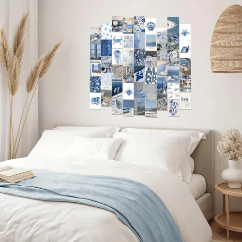 Miniatura 4 de TWNSLLA Decoración de habitación de nieta costera, kit de collage de pared estético de playa, pósteres de playa azul para estética de habitación