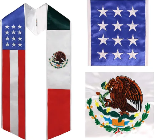 Miniatura 4 de GraduationMall Bandera de país Estola de graduación Bordado Faja para estudio a bordo de estudiantes internacionales
