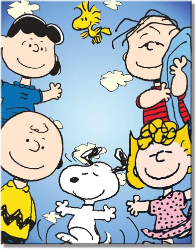Desperate Enterprises Cartel de hojalata Peanuts Gang – Charlie Brown Sally Linus Lucy & Woodstock – Decoración nostálgica de metal vintage – Hecho