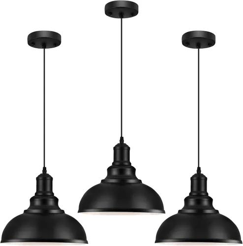 Miniatura 9 de LOEHINLE 2 lámparas colgantes, accesorios industriales vintage, luces de araña de metal negro, lámpara de techo para cocina, hogar, isla, comedor