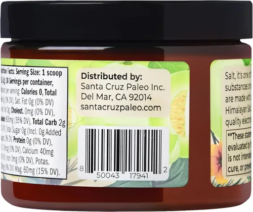 Miniatura 8 de Santa Cruz Paleo Polvo de Electrolitos en Polvo, Sabor Melocotón de Honeydew, Mezcla de Bebida Hidratante Sin Azúcar con Sal Rosa del Himalaya, Sal