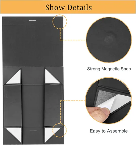 Miniatura 4 de DaiUni 10.5"X7.5"X3.1" Black Magnetic Gift Box with Lid and Ribbon for Presents Naranja
