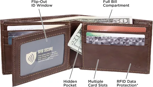 Miniatura 6 de Dockers Mens piel Capacidad extra Slimfold Bifold Wallet