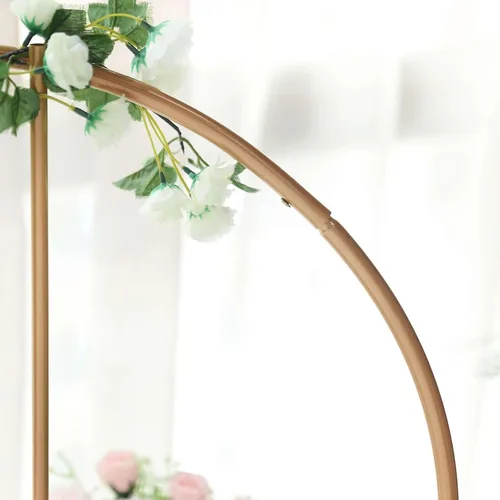 Miniatura 8 de Efavormart Aro Floral Redondo de Metal Dorado de 24" para Centro de Mesa de Boda con Pilares, Marco de Arco de Globo Autoportante