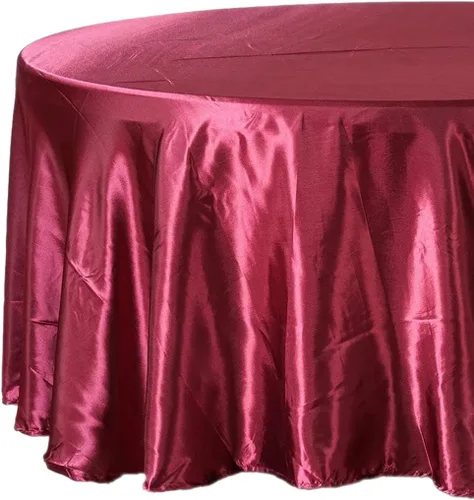 Miniatura 5 de Tektrum Mantel redondo de satén sedoso de 108 pulgadas, tela de alta calidad, lo mejor para bodas, fiestas, banquetes, eventos, restaurantes