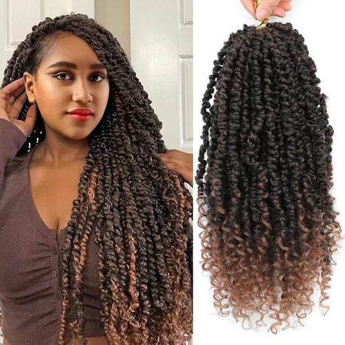 Miniatura 28 de Cabello de ganchillo Passion Twist, cabello Passion Twist pretrenzado, cabello Passion Twist de 10 pulgadas, trenzas de ganchillo cortas Passion