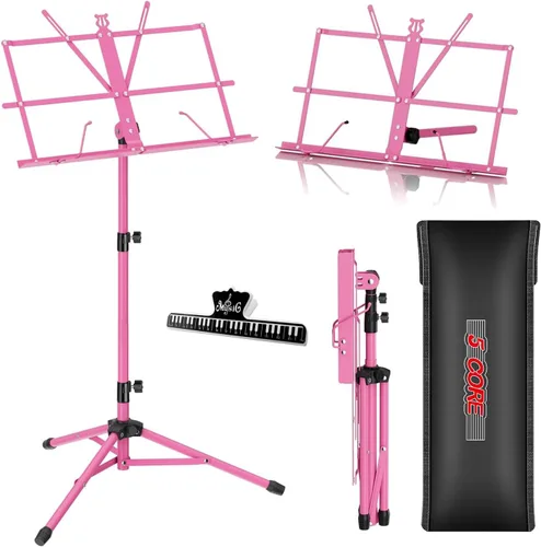 Miniatura 12 de 5 CORE Soporte de partituras portátil de doble uso para libros de escritorio, trípode ligero plegable ajustable de 52 pulgadas con bolsa de Negro