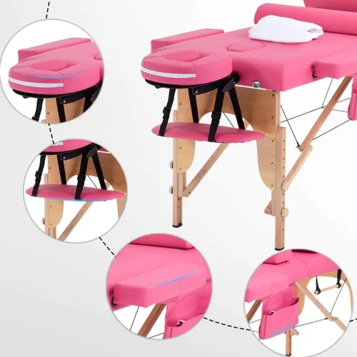 Miniatura 4 de BestMassage Cama de masaje portátil de 24 pulgadas de ancho, cama de pestañas de altura ajustable, 2 mesas de spa plegables con colgador de toallas