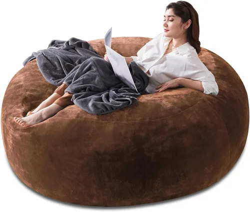 Miniatura 17 de Puf de 3 pies, puf con relleno, espuma viscoelástica altamente resistente, puf redondo de felpa, mueble para sala moderna, silla de lectura de ocio