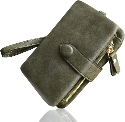 Miniatura 2 de AOXONEL Women's Small Bifold Leather wallet Rfid blocking Ladies Wristlet with Card holder id window Coin Purse