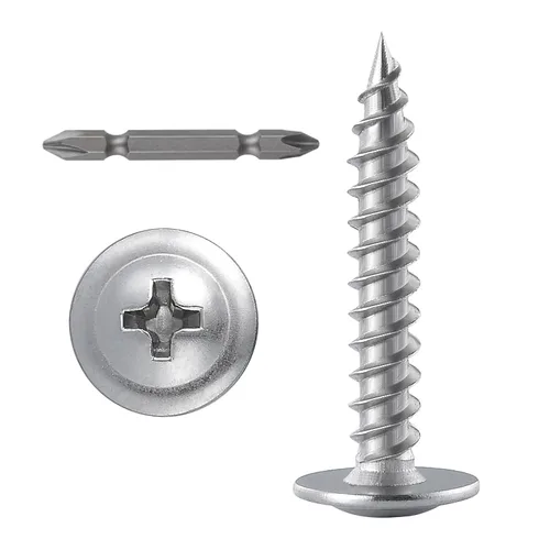 Miniatura 13 de WensiLon - Tornillos para madera de cabeza segmentada Phillips #8, de acero inoxidable 410, metal autorroscante rápido, juego surtido Plateado