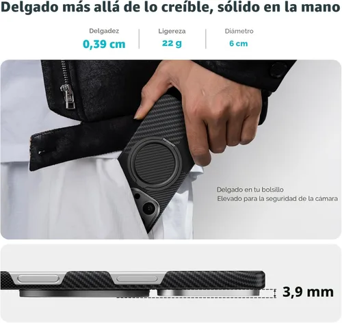 Miniatura 5 de BENKS ArmorPop │ Agarre magnético para teléfono y soporte para MagSafe, soporte de anillo giratorio ajustable de 360° para iPhone 17/16/15/14/13/12