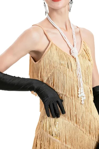 Miniatura 4 de Vestidos de tirantes con flecos y borlas para mujer, ropa de baile a la moda, con accesorios de los años 20