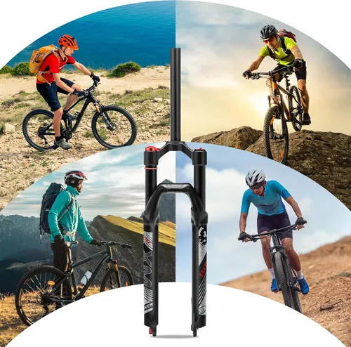 Miniatura 8 de Horquilla de suspensión BUCKLOS para bicicleta de montaña de 26/27.5/29, tubo recto de ajuste de rebote de 1.126 in QR 0.354 in de viaje, bloqueo