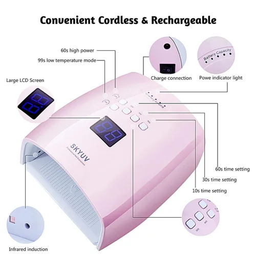 Miniatura 5 de Lámpara de uñas LED UV de secado más rápido, recargable de secado de esmalte de uñas, secador de uñas LED, sensor automático, luz profesional