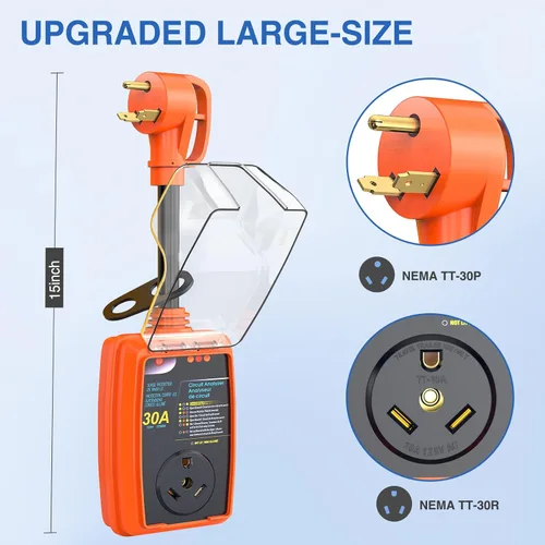 Miniatura 8 de Nilight Protector de sobretensiones RV de 30 amperios, analizador de circuito de 2100 julios, monitor de voltaje de picos altos y bajos, 125 V/3750