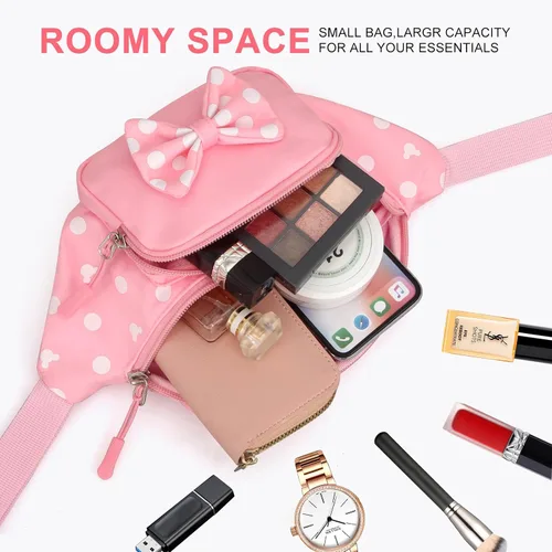 Miniatura 2 de Riñonera linda para viajes, para mujeres, adolescentes y niñas, mini riñonera de ratón, cangurera de dibujos animados, para senderismo, bolsa