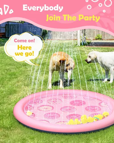 Miniatura 5 de Peteast Alfombrilla Antisalpicaduras Antideslizante con Estampado de Rosquilla Rosa para Niños y Perros de 0.58 mm de Grosor, Piscina Rociadora