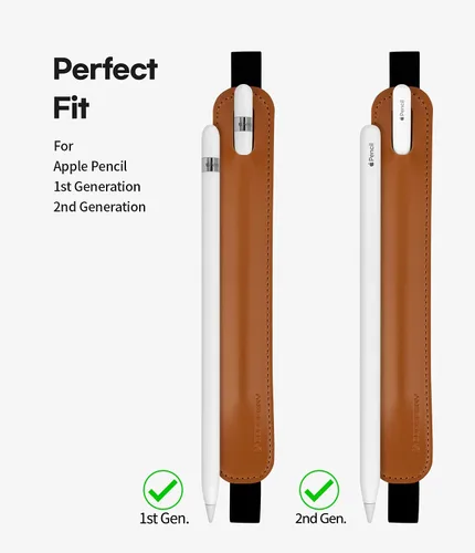 Miniatura 7 de Goospery Soporte para lápices compatible con Apple Pencil (1ª y 2ª generación) Funda de piel sintética, accesorios de bolsillo, banda elástica, Negro