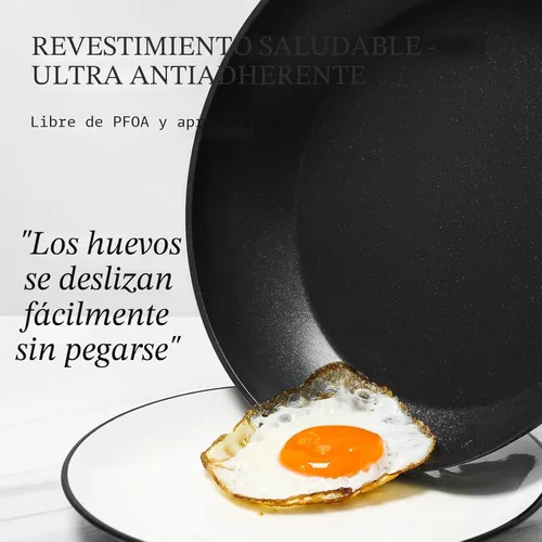 Miniatura 2 de Juego de sartén – 3 sartenes antiadherentes con tapas, sin PFOA, compatible con inducción, color negro