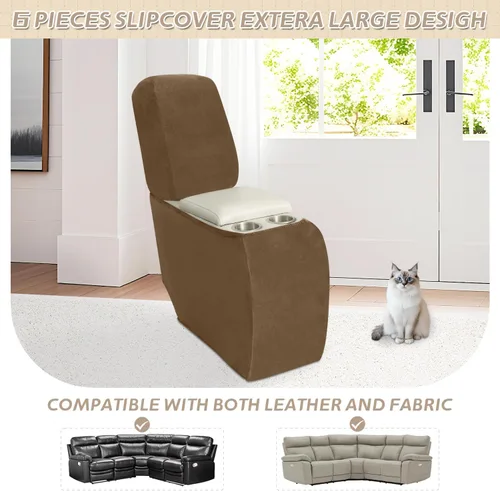 Miniatura 82 de Arfntevss Fundas de sofá seccional reclinable de terciopelo, Funda de sofá seccional de esquina para sofá reclinable, Funda elástica suave