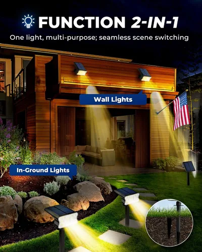 Miniatura 6 de HGGH Luces Solares para Exteriores Impermeables IP67, 60 LED 3 Modos de Iluminación Focos Solares para Exteriores para Patio Jardín Sendero Paisaje