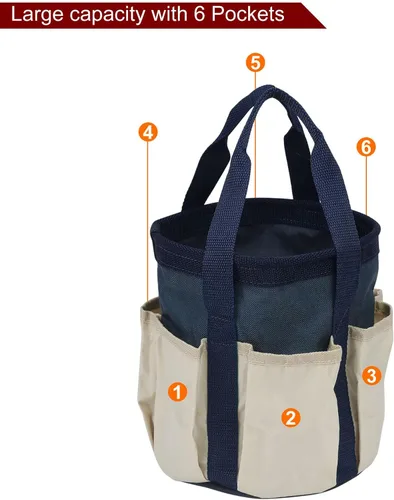 Miniatura 3 de HARFINGTON Bolsa de herramientas de jardín de 7.5 x 8.3 pulgadas, grande, Oxford, impermeable, con bolsillos, bolsa de mano de jardín, organizador