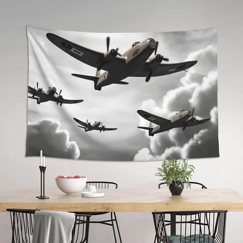 Miniatura 6 de VTCTOASY Tapiz estampado de la Segunda Guerra Mundial para colgar en la pared, bonito tapiz de pared para dormitorio, sala de estar, 60 x 40 pulgadas