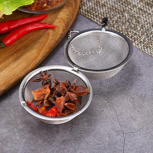 Miniatura 3 de Filtro de té de acero inoxidable 6pcs malla de filtro de bola de té redondo con cadena