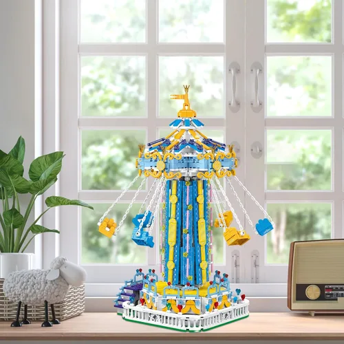 Miniatura 6 de Juego de construcción Swing-Ride con control eléctrico motorizado, luz LED de parque de atracciones urbano, juguete para niños y niñas de 6, 7, 8